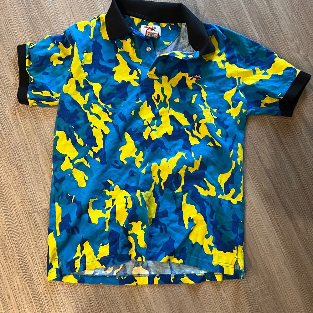 Blue and Yellow Camouflage Fox Polo Shirt